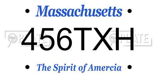 456TXH Massachusetts License Plate