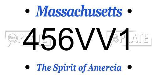 456VV1 Massachusetts License Plate
