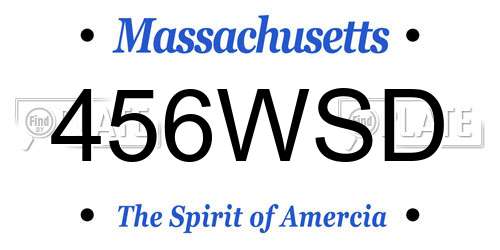 456WSD Massachusetts License Plate