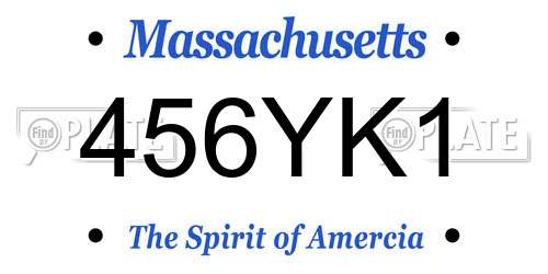 456YK1 Massachusetts License Plate