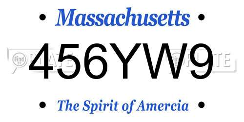 456YW9 Massachusetts License Plate
