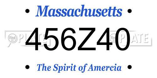 456Z40 Massachusetts License Plate
