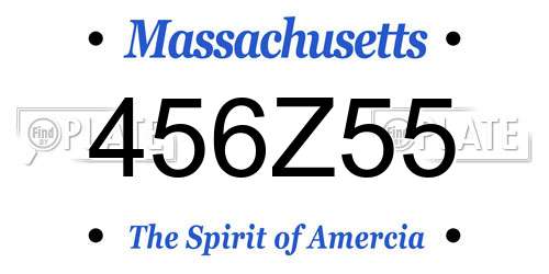 456Z55 Massachusetts License Plate