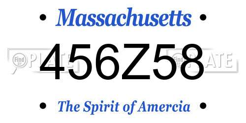 456Z58 Massachusetts License Plate