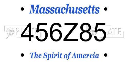 456Z85 Massachusetts License Plate