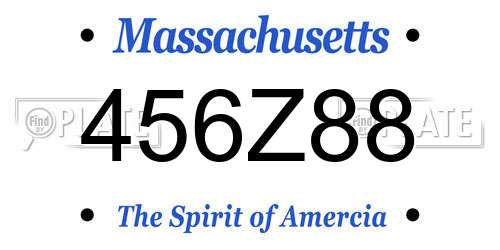 456Z88 Massachusetts License Plate
