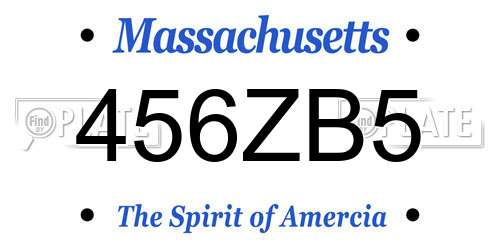 456ZB5 Massachusetts License Plate