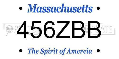 456ZBB Massachusetts License Plate