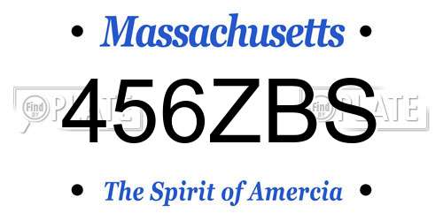 456ZBS Massachusetts License Plate