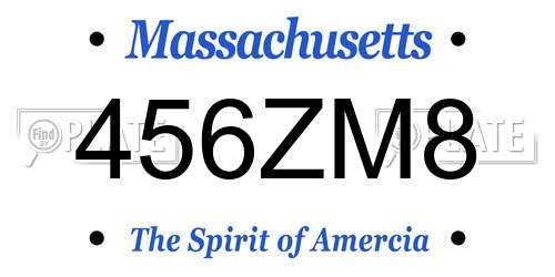 456ZM8 Massachusetts License Plate