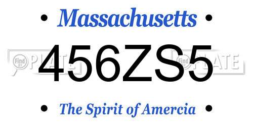 456ZS5 Massachusetts License Plate