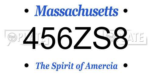 456ZS8 Massachusetts License Plate