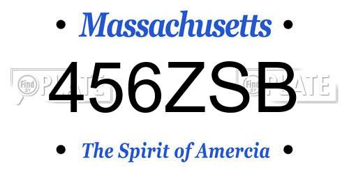 456ZSB Massachusetts License Plate