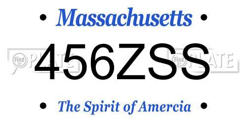 456ZSS Massachusetts License Plate