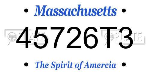 45726T3 Massachusetts License Plate