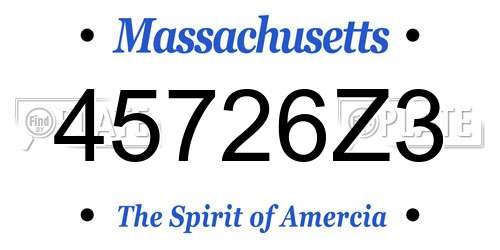 45726Z3 Massachusetts License Plate
