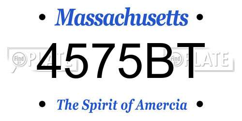 4575BT Massachusetts License Plate