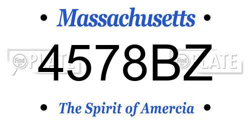 4578BZ Massachusetts License Plate