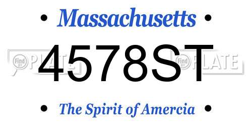 4578ST Massachusetts License Plate