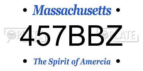 457BBZ Massachusetts License Plate