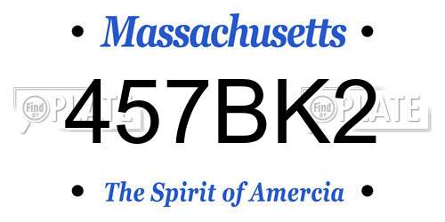 457BK2 Massachusetts License Plate