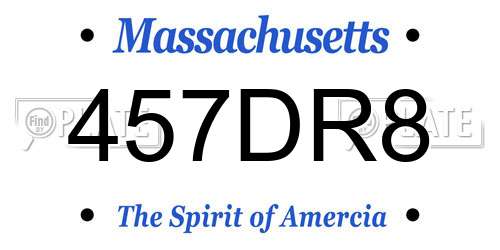 457DR8 Massachusetts License Plate