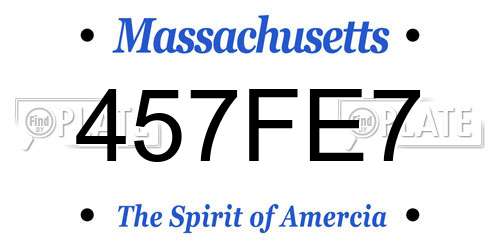 457FE7 Massachusetts License Plate