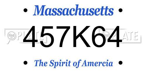 457K64 Massachusetts License Plate
