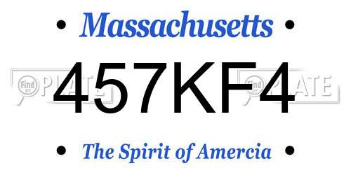 457KF4 Massachusetts License Plate