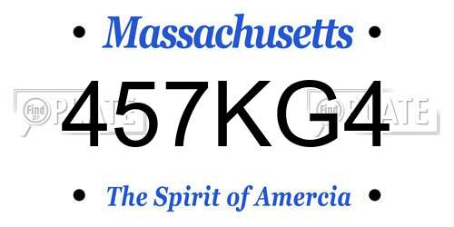 457KG4 Massachusetts License Plate