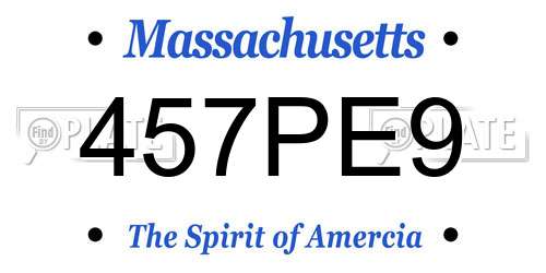 457PE9 Massachusetts License Plate