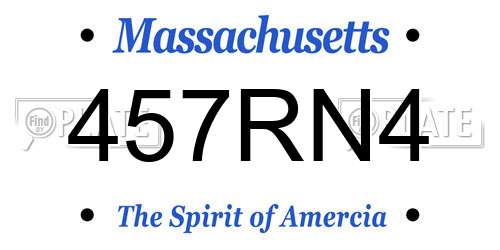 457RN4 Massachusetts License Plate