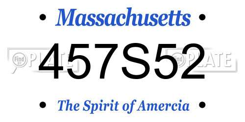 457S52 Massachusetts License Plate