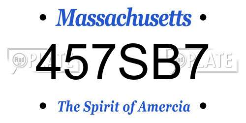457SB7 Massachusetts License Plate