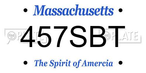 457SBT Massachusetts License Plate