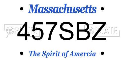 457SBZ Massachusetts License Plate