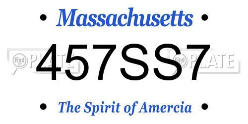457SS7 Massachusetts License Plate