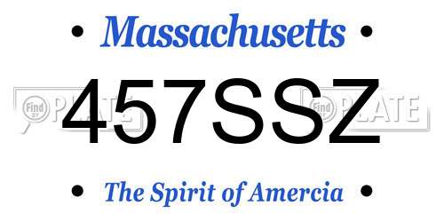 457SSZ Massachusetts License Plate