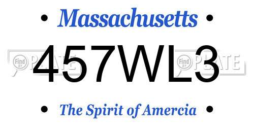 457WL3 Massachusetts License Plate