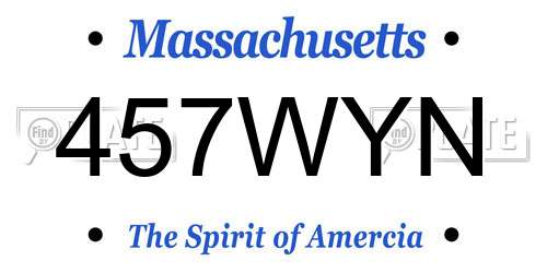 457WYN Massachusetts License Plate