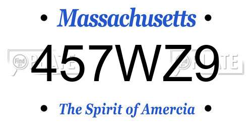 457WZ9 Massachusetts License Plate