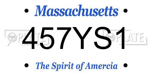 457YS1 Massachusetts License Plate