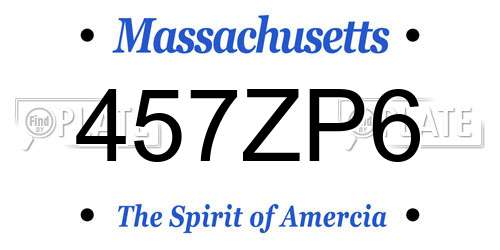 457ZP6 Massachusetts License Plate