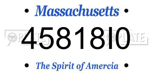 45818I0 Massachusetts License Plate