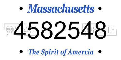 4582548 Massachusetts License Plate