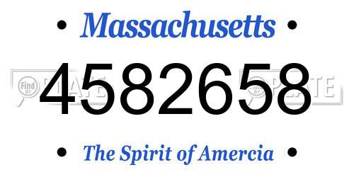 4582658 Massachusetts License Plate