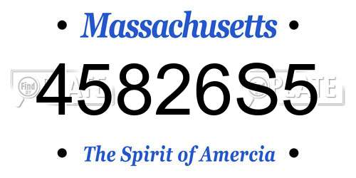 45826S5 Massachusetts License Plate