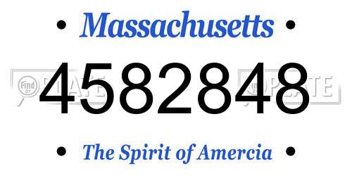 4582848 Massachusetts License Plate