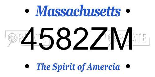 4582ZM Massachusetts License Plate