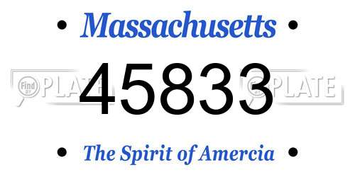 45833 Massachusetts License Plate